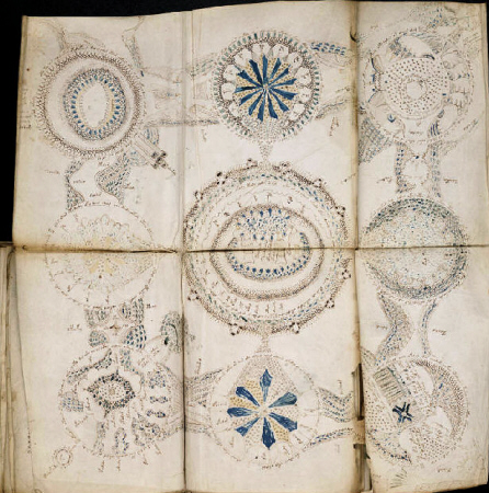 El diagrama de rosetas del manuscrito Voynich. Imagen de la Universidad de Yale.