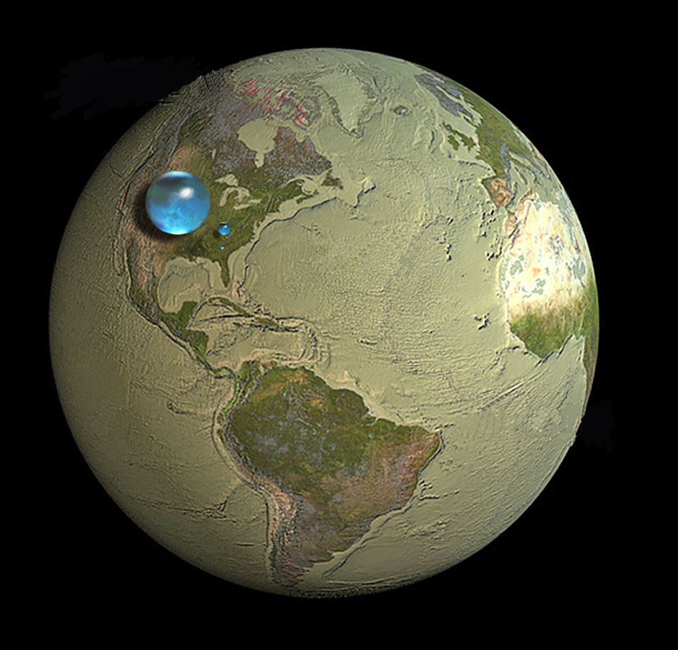 Representación del agua terrestre. 