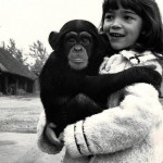 Con un chimpancé de «2001, una odisea del espacio», 1967