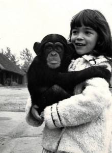 Con un chimpancé de "2001, una odisea del espacio", 1967